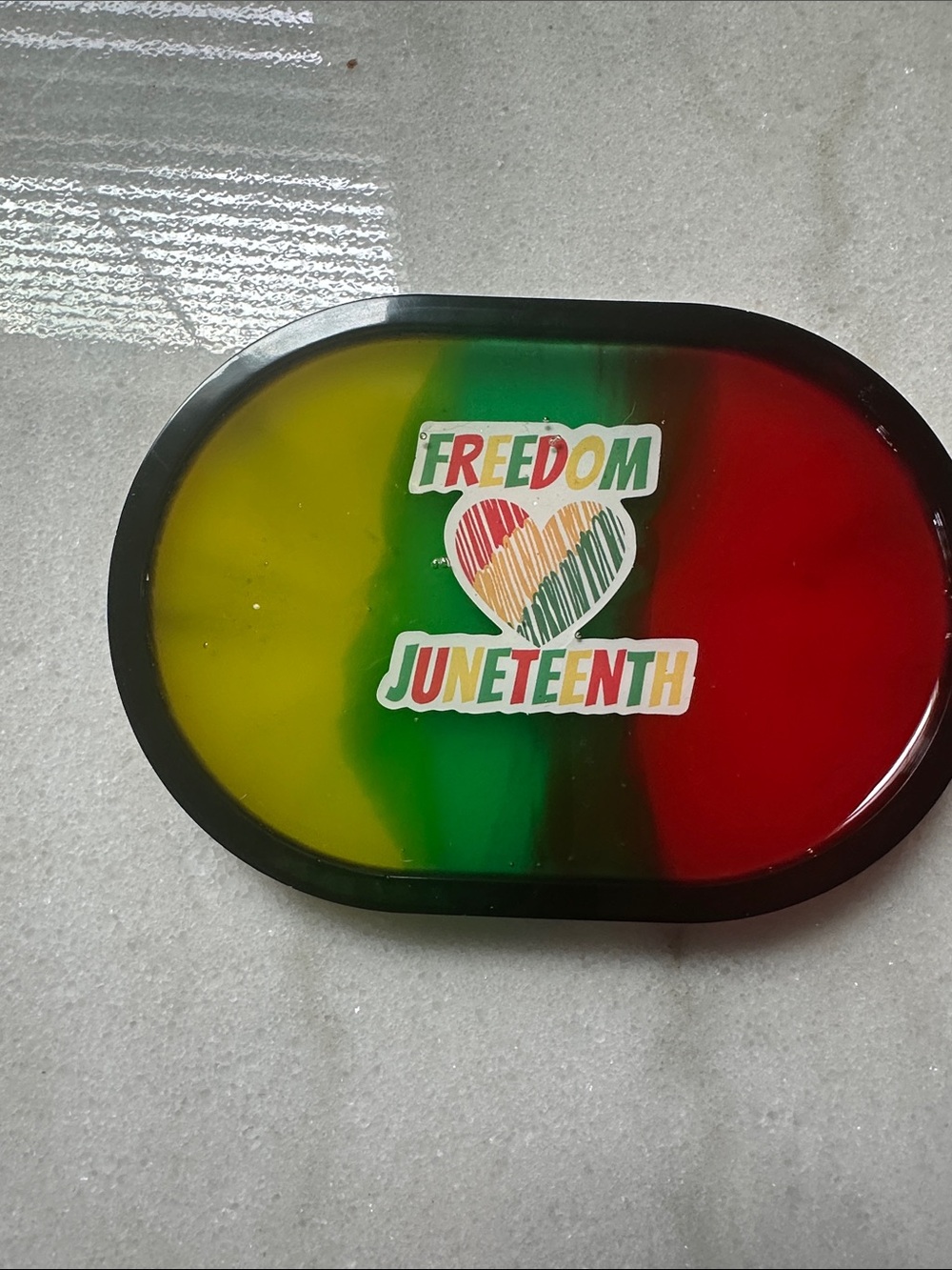 Juneteenth Freedom Decorative Tray — Red, Green, Yellow